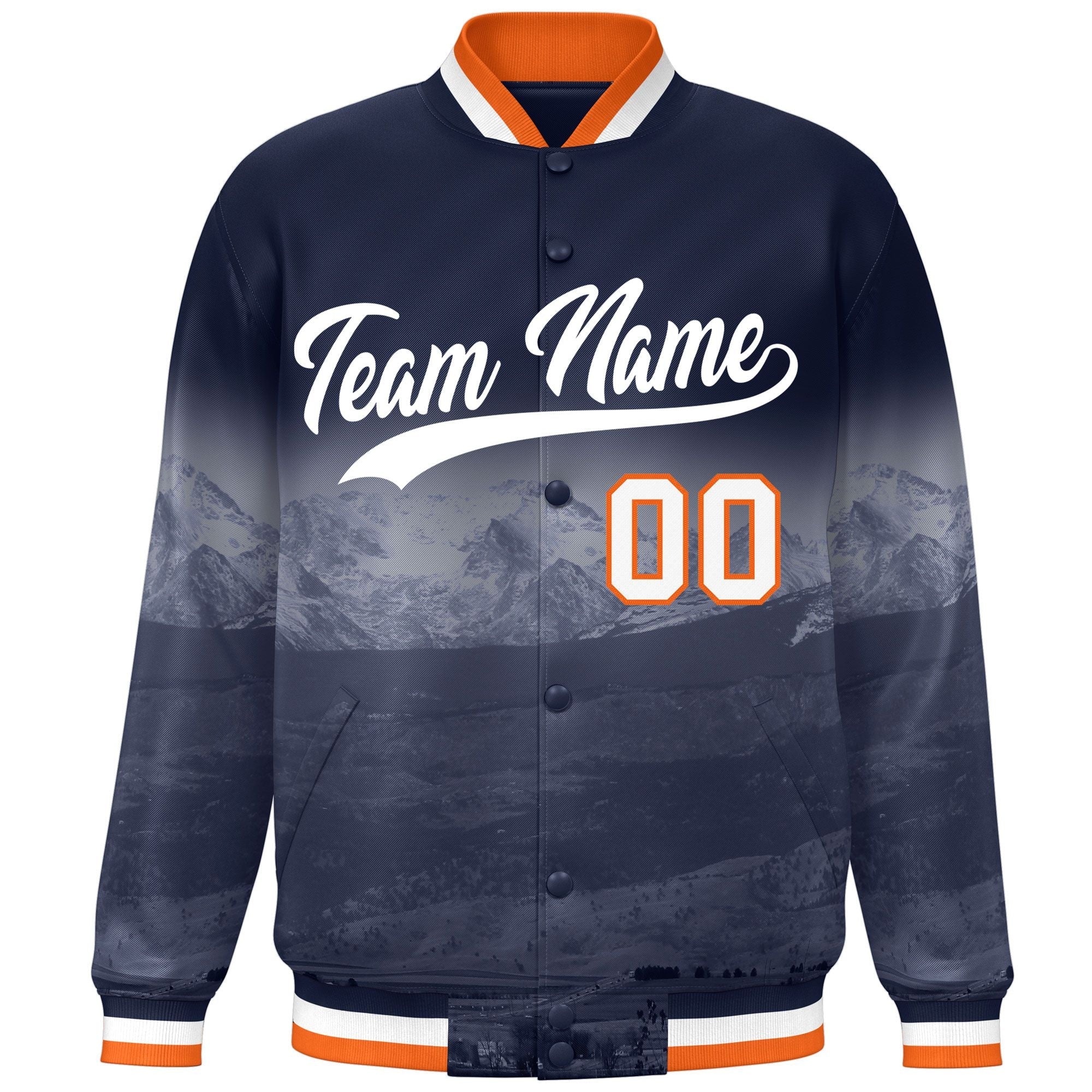 Custom Navy White Denver City Connect Track Varsity Full-Snap Jacket