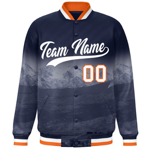 Custom Navy White Denver City Connect Track Varsity Full-Snap Jacket