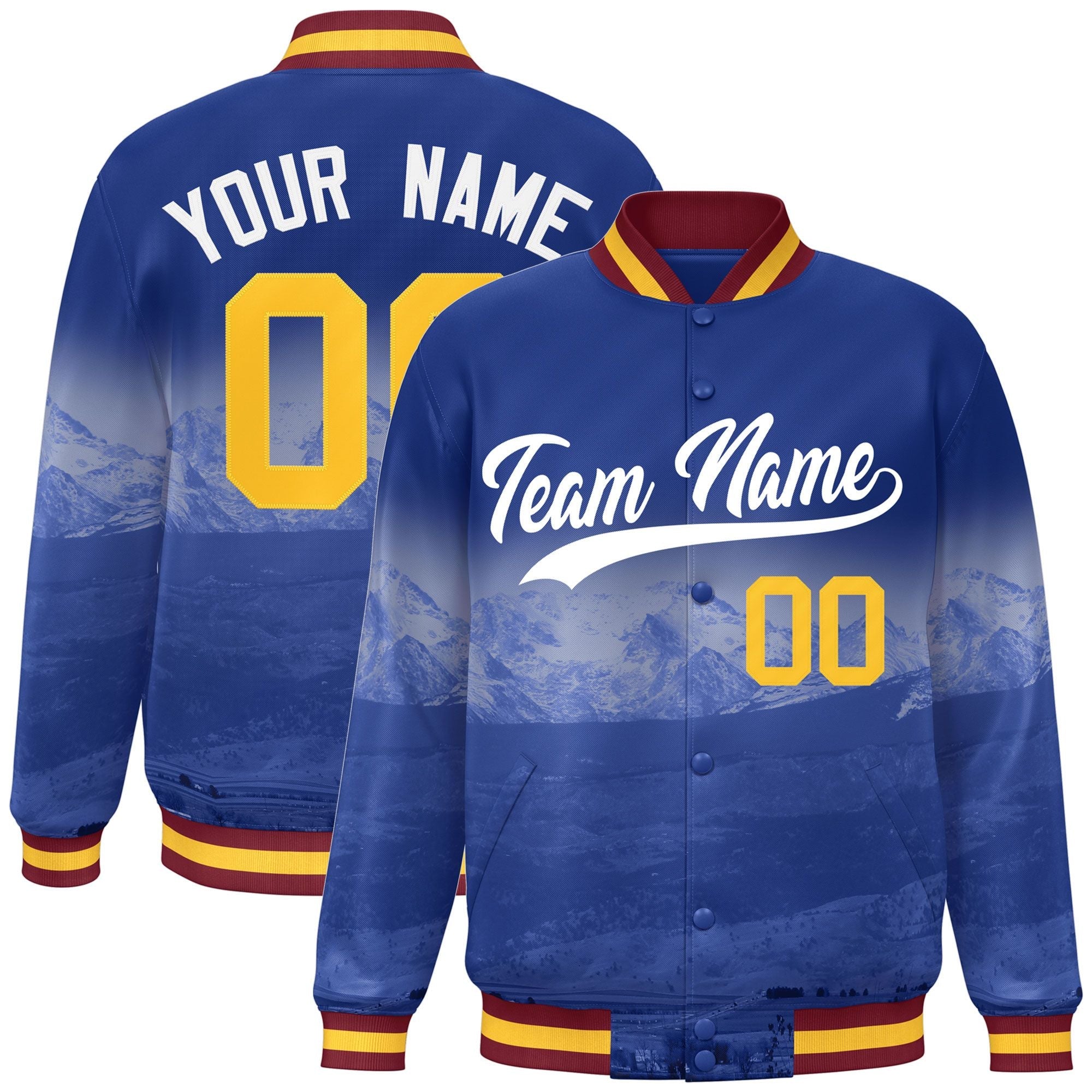 Custom Royal White Denver City Connect Track Varsity Full-Snap Jacket