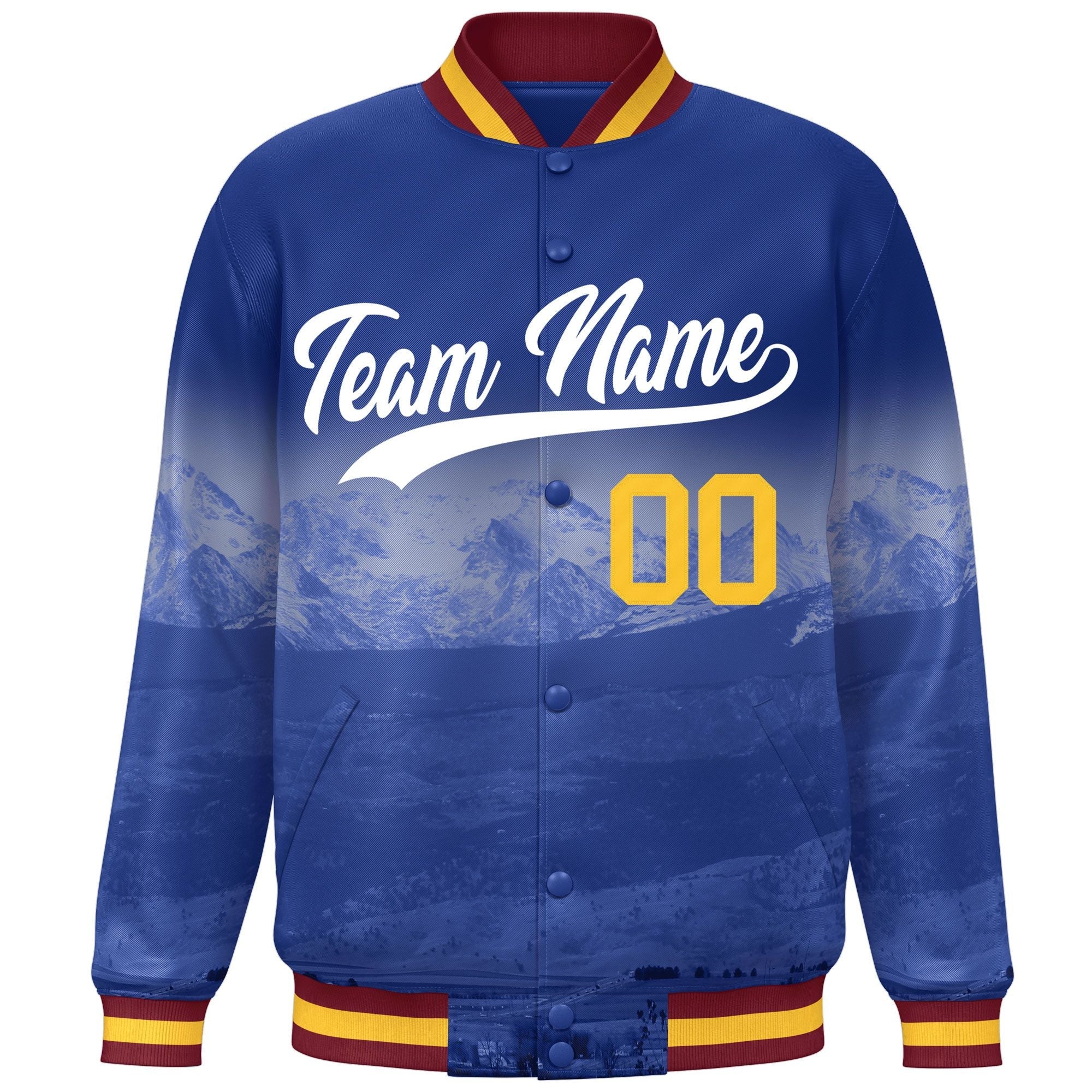 Custom Royal White Denver City Connect Track Varsity Full-Snap Jacket