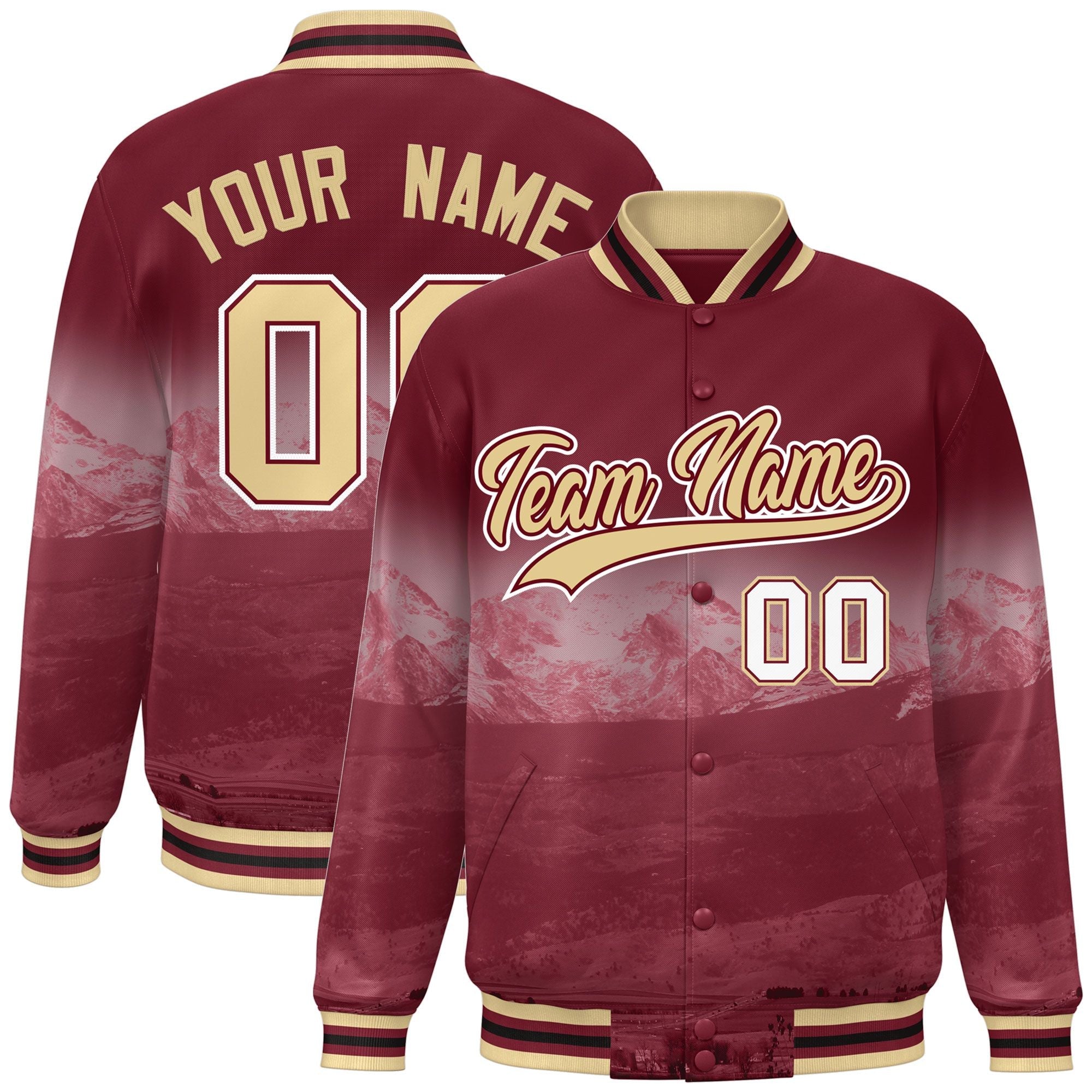 Custom Crimson Cream-White Denver City Connect Track Varsity Full-Snap Jacket