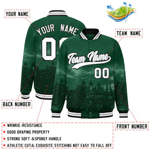 Custom Green White-Black Philadelphia City Connect Track Varsity Full-Snap Jacket