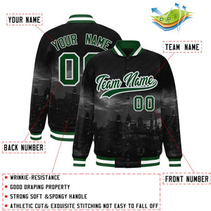 Custom Black Green-White Philadelphia City Connect Track Varsity Full-Snap Jacket