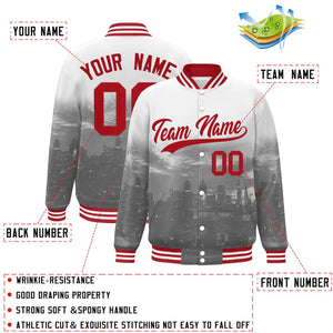 Custom White Red Philadelphia City Connect Track Varsity Full-Snap Jacket