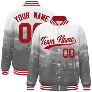 Custom White Red Philadelphia City Connect Track Varsity Full-Snap Jacket