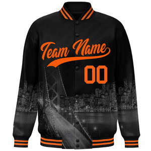 Custom Black Orange San Francisco City Connect Track Varsity Full-Snap Jacket