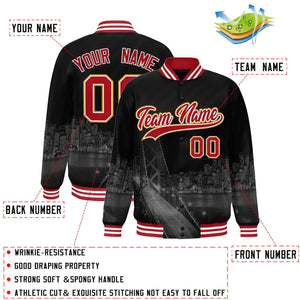 Custom Black Red-White San Francisco City Connect Track Varsity Full-Snap Jacket