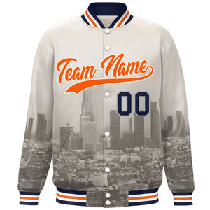 Custom Cream Orange-Cream Los Angeles City Connect Track Varsity Full-Snap Jacket