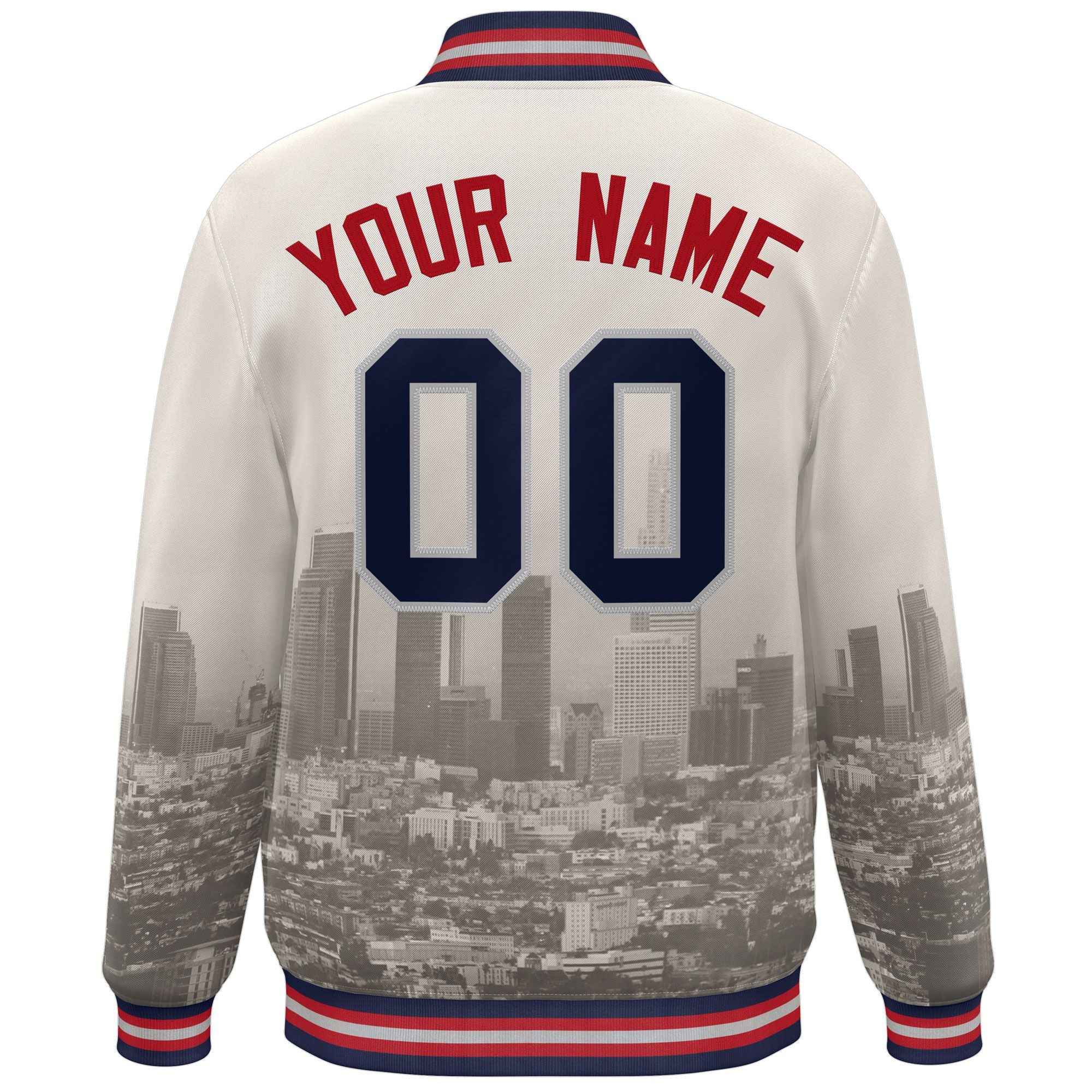 Custom Cream Red Los Angeles City Connect Track Varsity Full-Snap Jacket