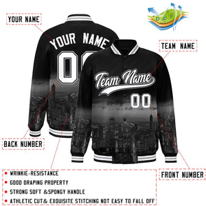 Custom Black White Chicago City Connect Track Varsity Full-Snap Jacket