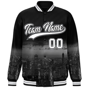 Custom Black White Chicago City Connect Track Varsity Full-Snap Jacket