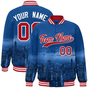 Custom Royal Red-White Chicago City Connect Track Varsity Full-Snap Jacket