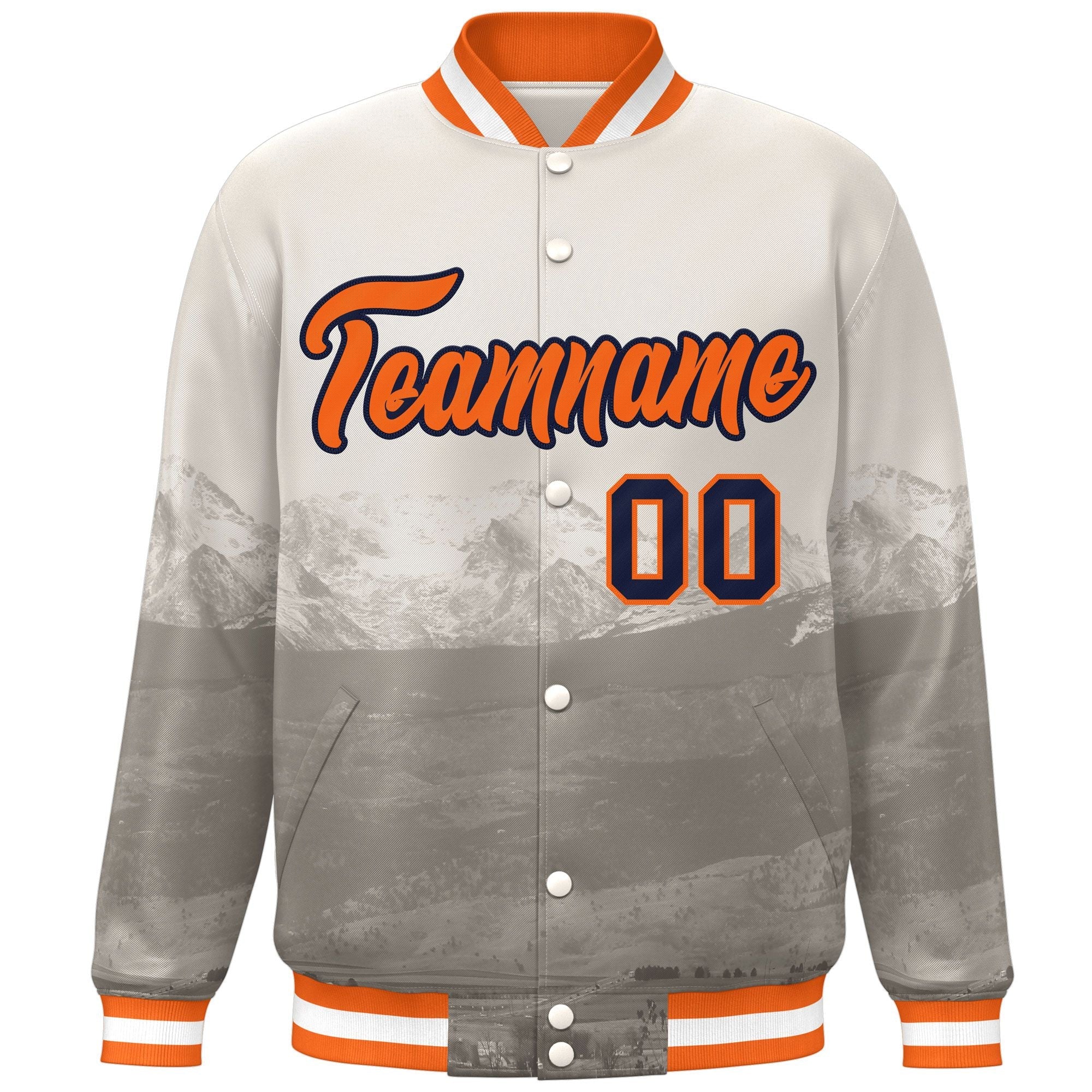 Custom Cream Orange-Navy Denver City Connect Track Varsity Full-Snap Jacket