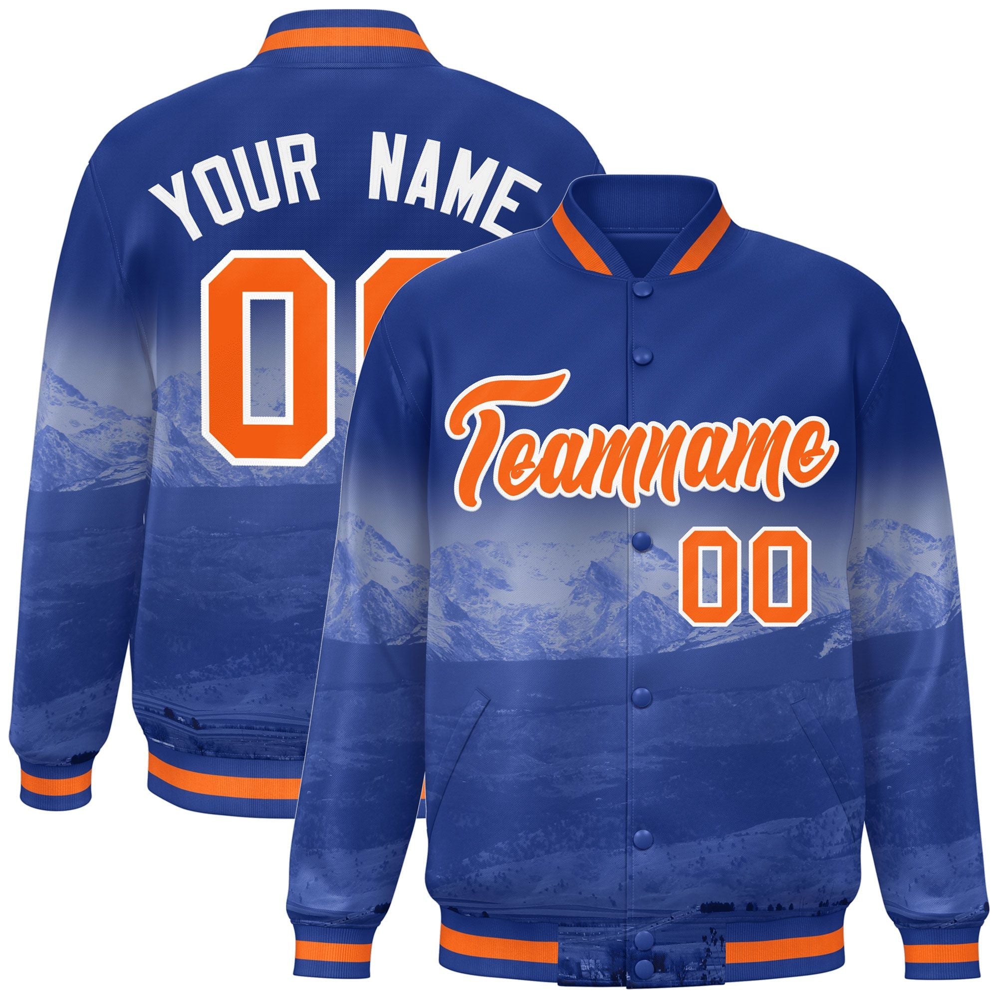 Custom Royal Orange-White Denver City Connect Track Varsity Full-Snap Jacket