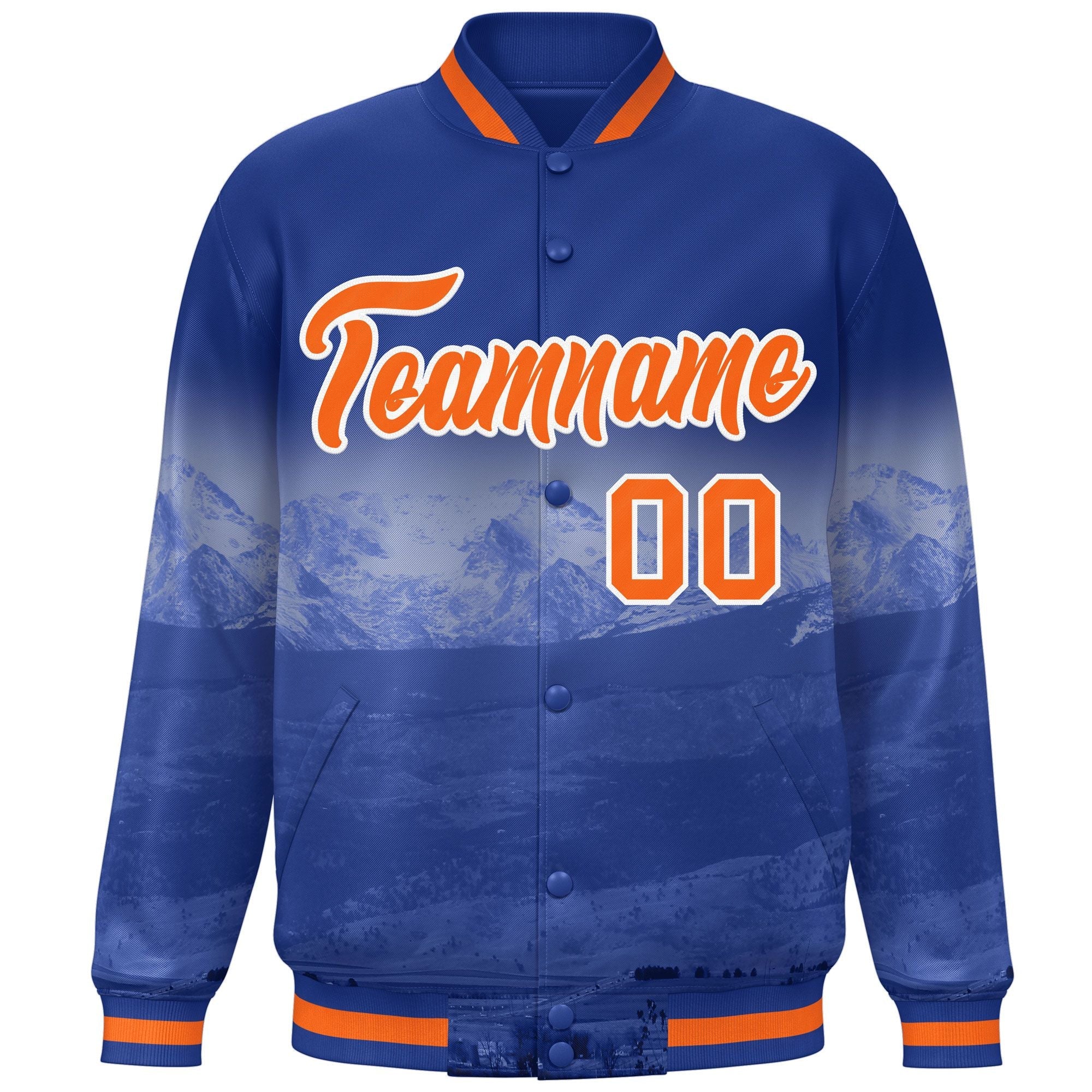 Custom Royal Orange-White Denver City Connect Track Varsity Full-Snap Jacket