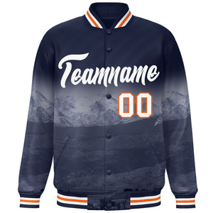 Custom Navy White Denver City Connect Track Varsity Full-Snap Jacket