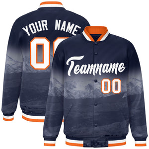 Custom Navy White Denver City Connect Track Varsity Full-Snap Jacket