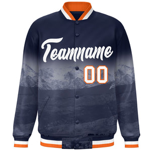 Custom Navy White Denver City Connect Track Varsity Full-Snap Jacket