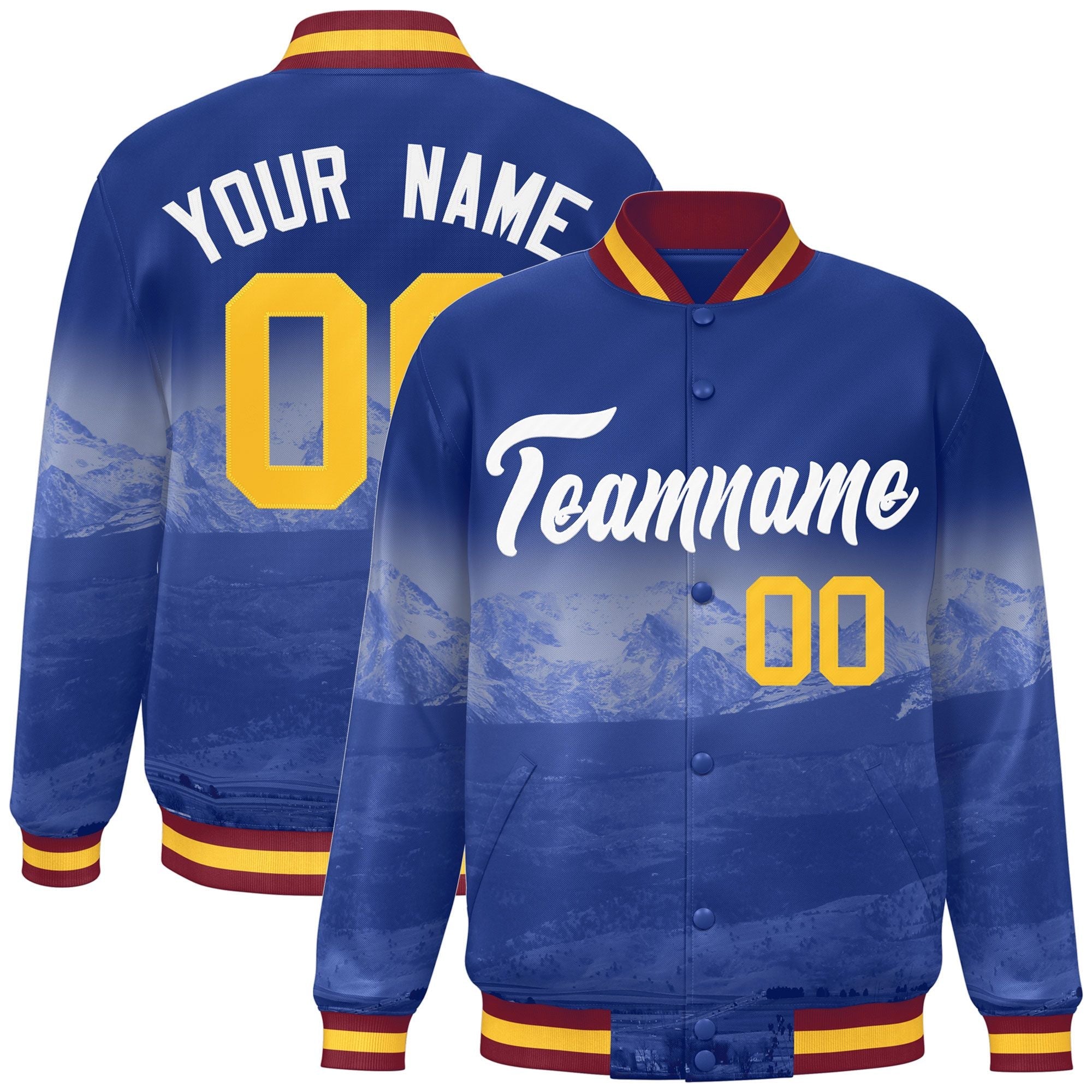 Custom Royal White Denver City Connect Track Varsity Full-Snap Jacket