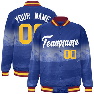 Custom Royal White Denver City Connect Track Varsity Full-Snap Jacket