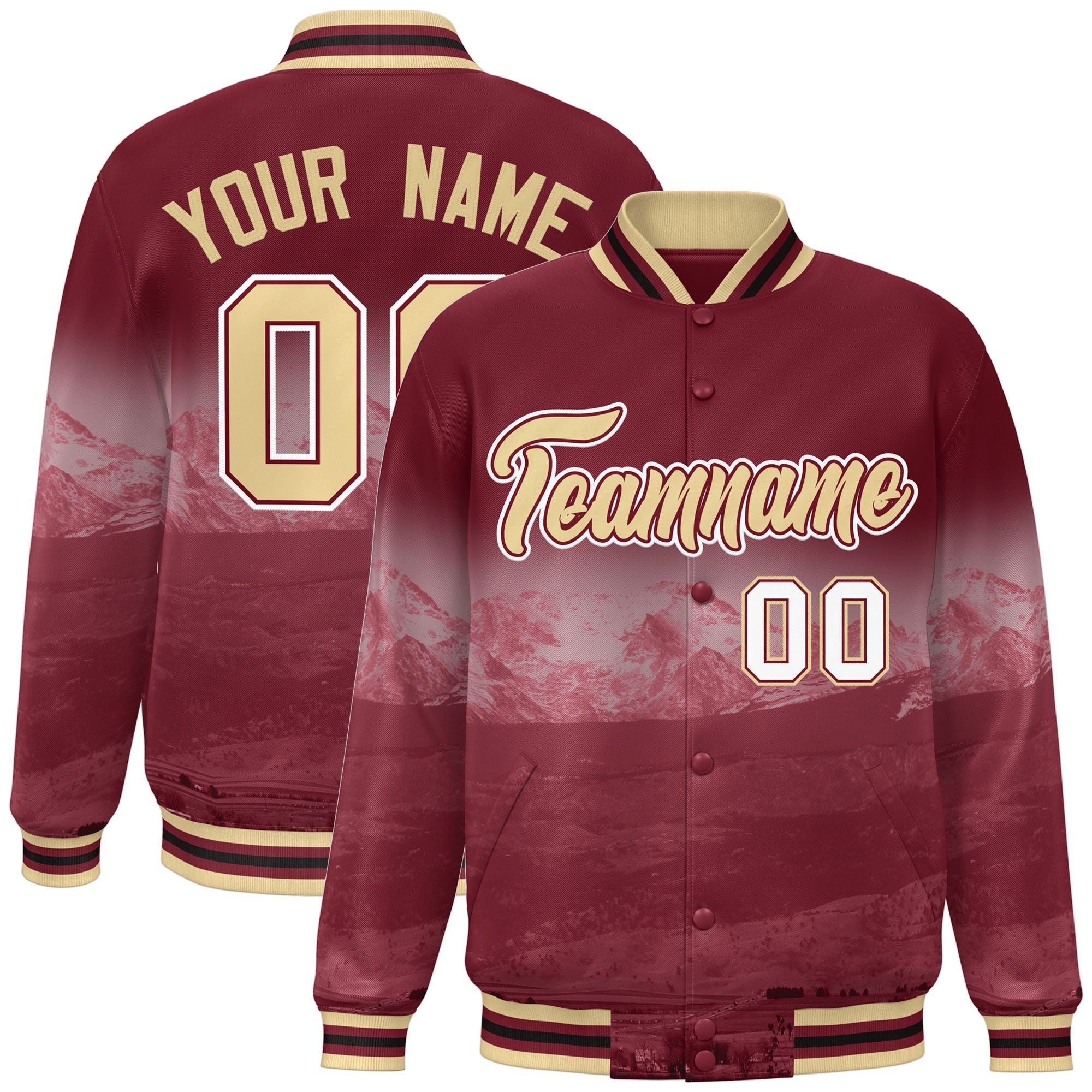 Custom Crimson Cream-White Denver City Connect Track Varsity Full-Snap Jacket