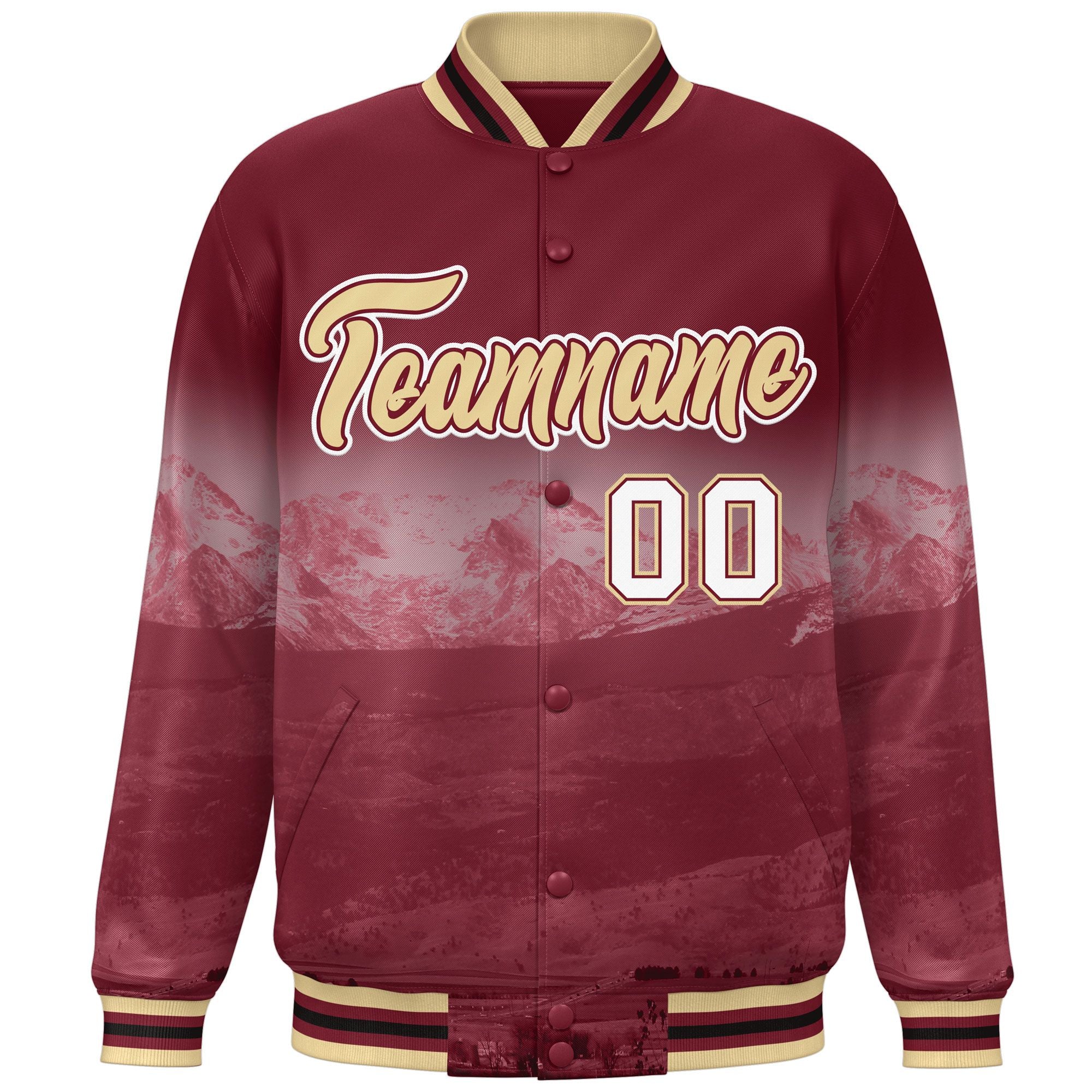 Custom Crimson Cream-White Denver City Connect Track Varsity Full-Snap Jacket