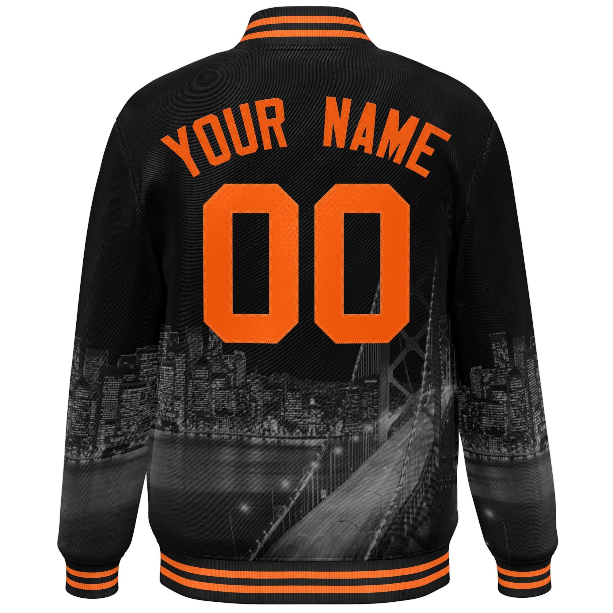 Custom Black Orange San Francisco City Connect Track Varsity Full-Snap Jacket