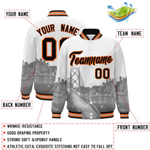 Custom White Black-Orange San Francisco City Connect Track Varsity Full-Snap Jacket