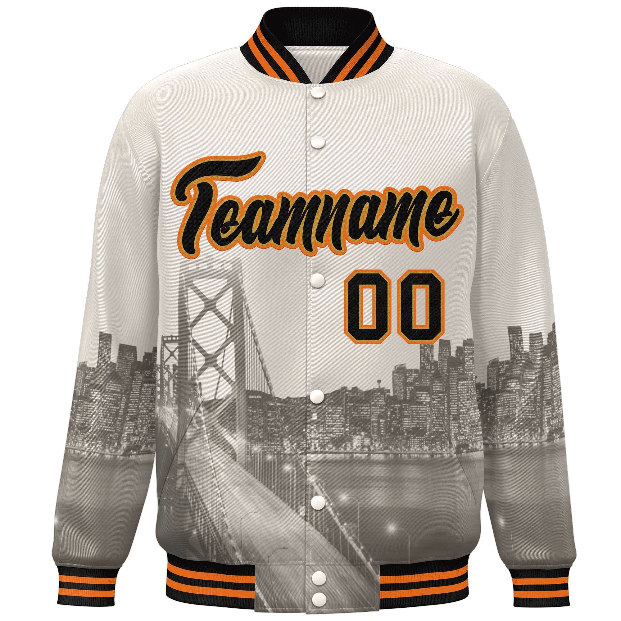 Custom Cream Black-Old Gold San Francisco City Connect Track Varsity Full-Snap Jacket