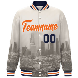 Custom Cream Orange-Cream Los Angeles City Connect Track Varsity Full-Snap Jacket