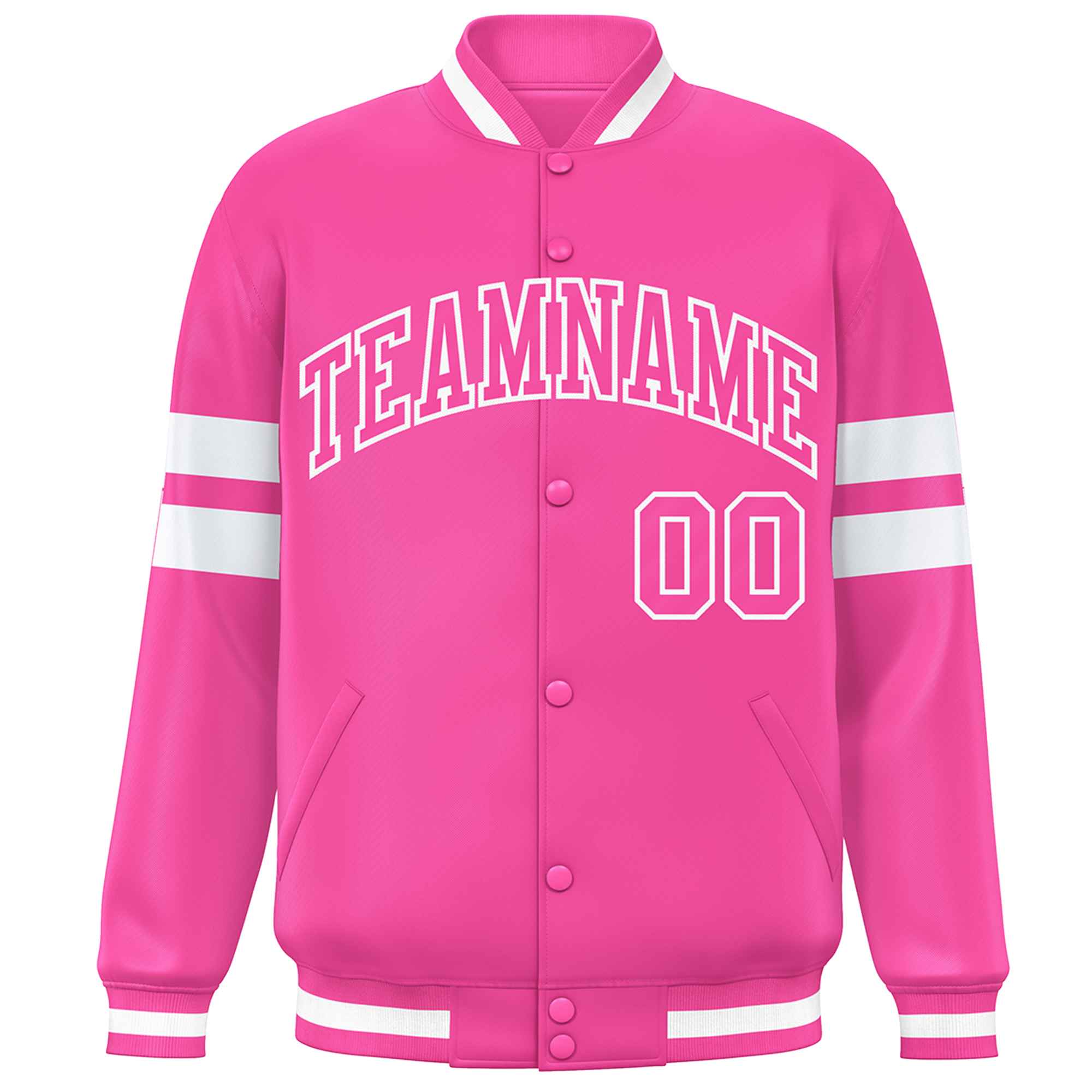 Custom Pink White Color Block Bomber Varsity Baseball Jacket