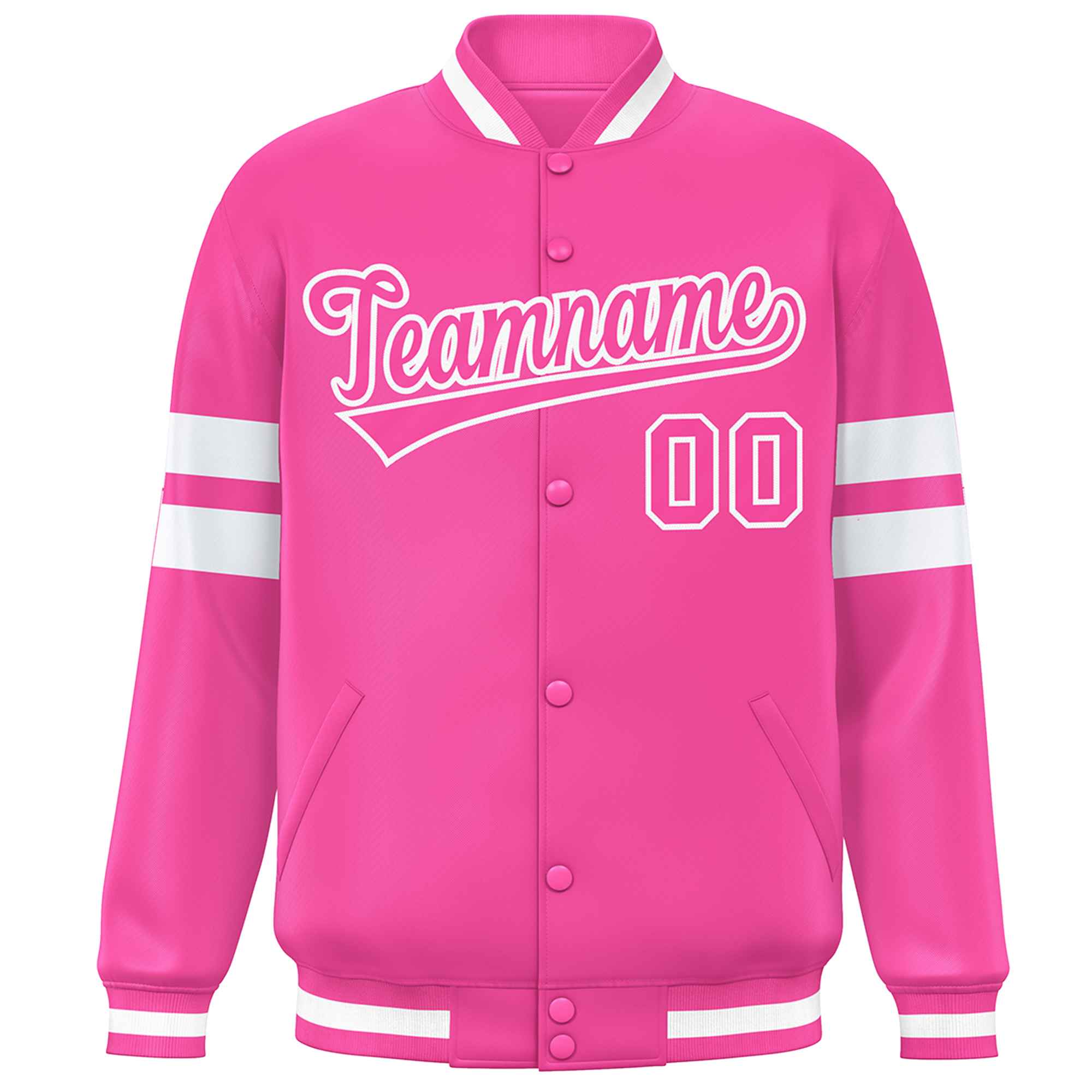 Custom Pink White Color Block Bomber Varsity Baseball Jacket