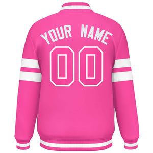 Custom Pink White Color Block Bomber Varsity Baseball Jacket