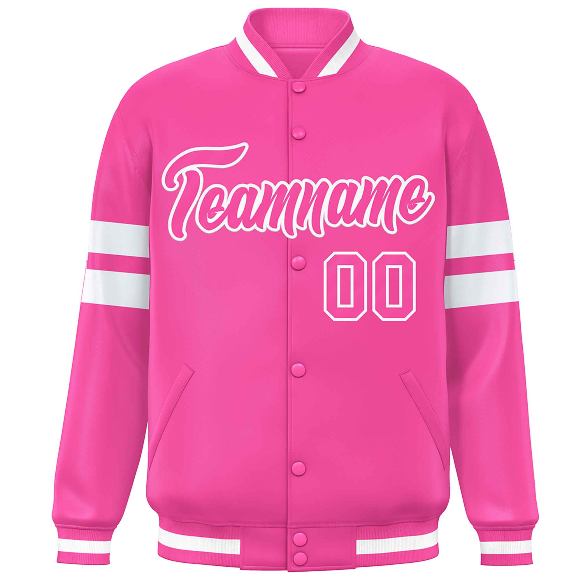 Custom Pink White Color Block Bomber Varsity Baseball Jacket