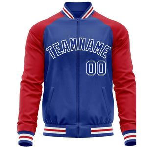 Custom Royal Red Varsity Full-Zip Raglan Sleeves Letterman Baseball Jacket