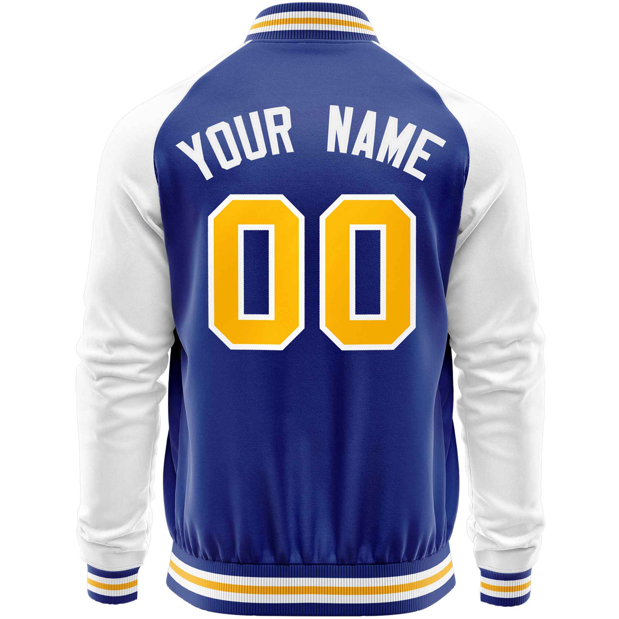 Custom Royal White Varsity Full-Zip Raglan Sleeves Letterman Baseball Jacket