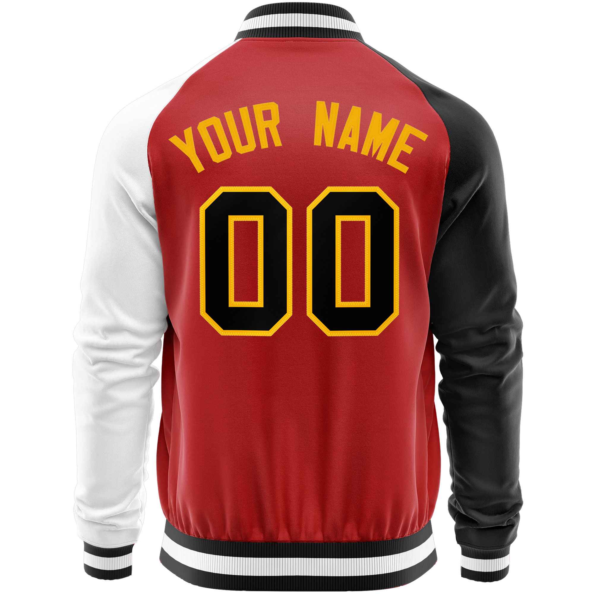 Custom Red White-Black Varsity Full-Zip Raglan Sleeves Letterman Baseball Jacket