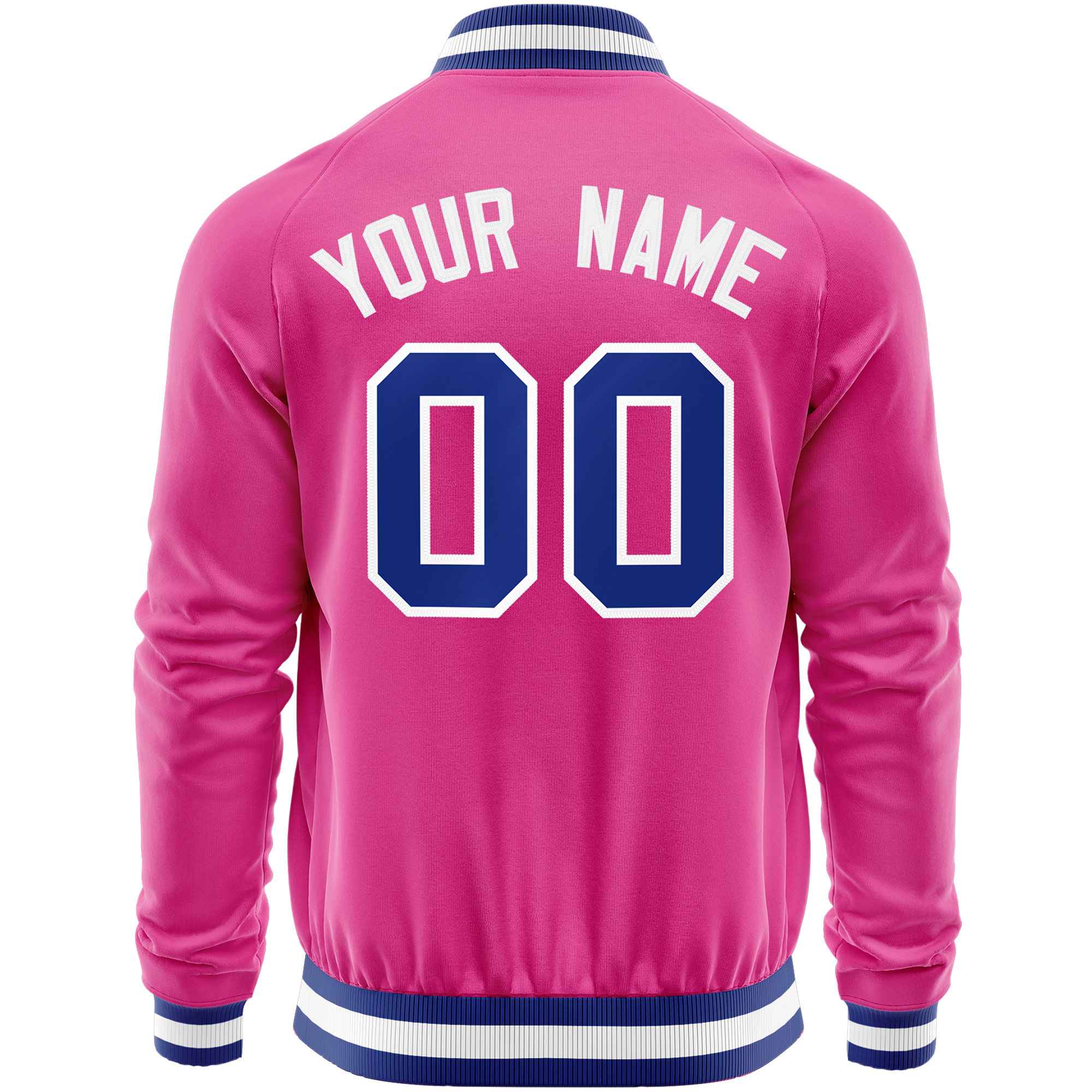 Custom Pink Royal Varsity Full-Zip Classic Style Letterman Baseball Jacket