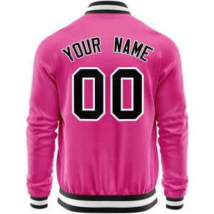 Custom Pink Black Varsity Full-Zip Classic Style Letterman Baseball Jacket