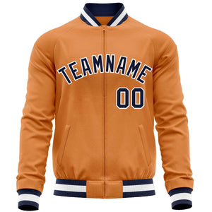 Custom Orange Navy Varsity Full-Zip Classic Style Letterman Baseball Jacket