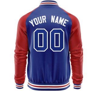 Custom Royal Red Varsity Full-Zip Raglan Sleeves Letterman Baseball Jacket