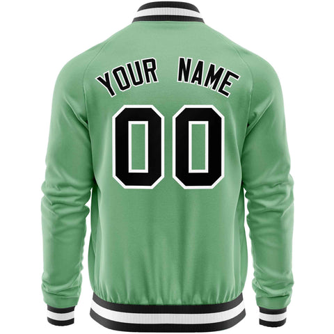 Custom Green Black Varsity Full-Zip Classic Style Letterman Baseball Jacket