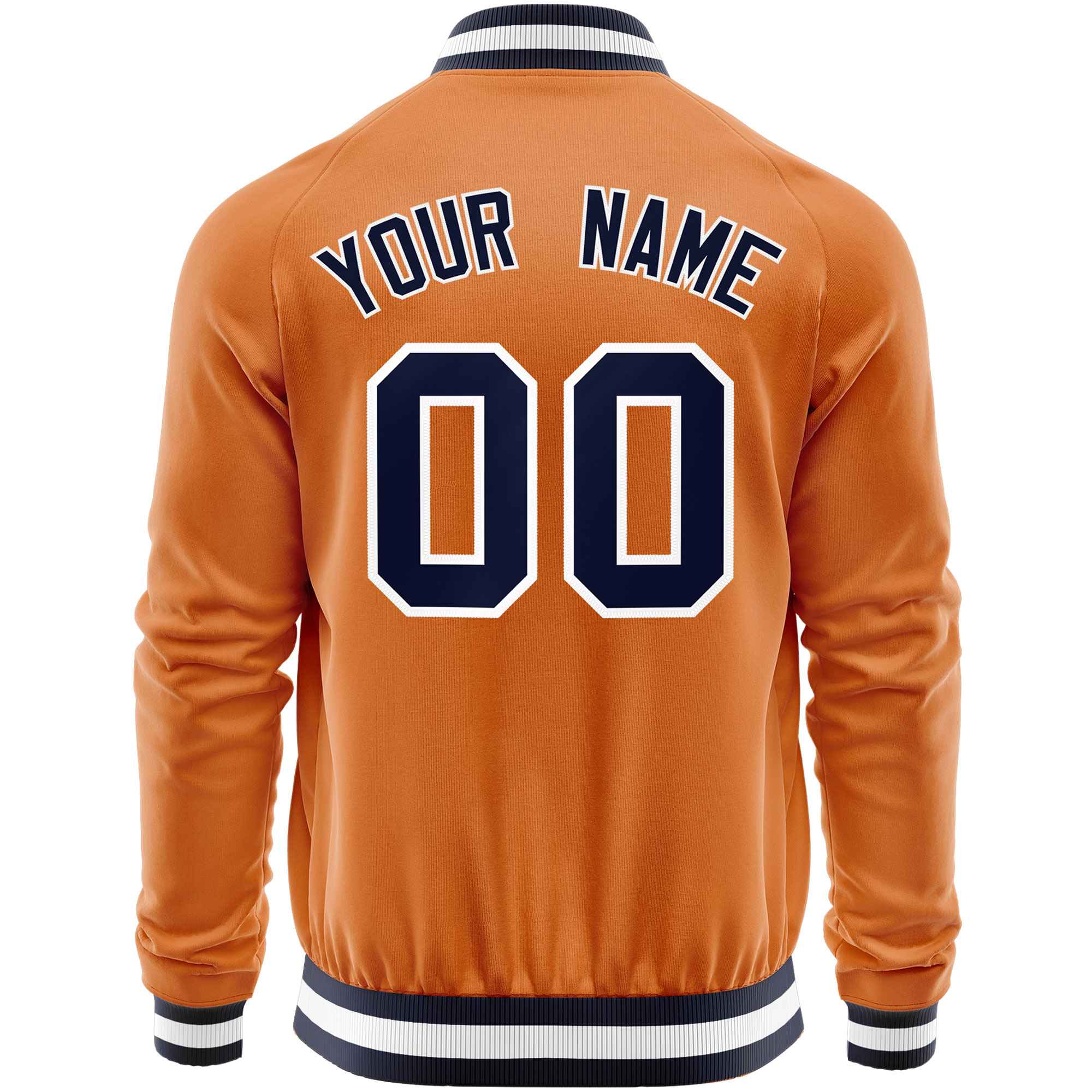 Custom Orange Navy Varsity Full-Zip Classic Style Letterman Baseball Jacket