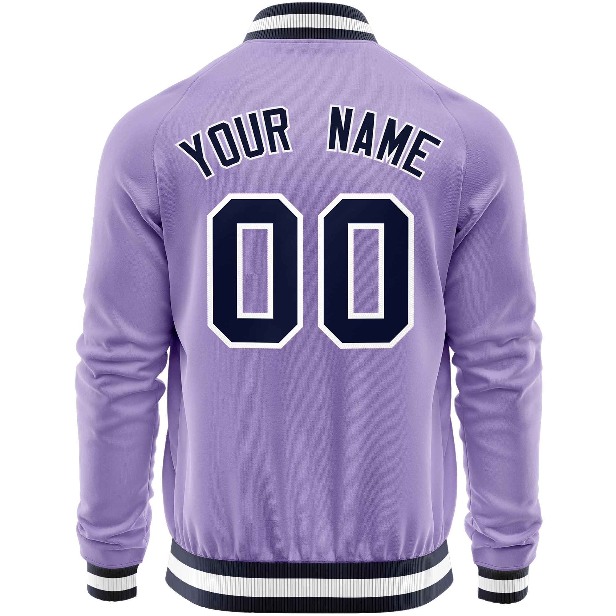 Custom Light Purple Navy Varsity Full-Zip Classic Style Letterman Baseball Jacket