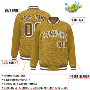 Custom Old Gold Brown-White Stripe Graffiti Pattern Varsity Full-Snap Jacket