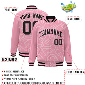 Custom Pink Black Stripe Graffiti Pattern Varsity Full-Snap Jacket