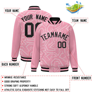 Custom Pink Black Stripe Graffiti Pattern Varsity Full-Snap Jacket