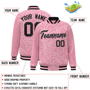 Custom Pink Black Stripe Graffiti Pattern Varsity Full-Snap Jacket