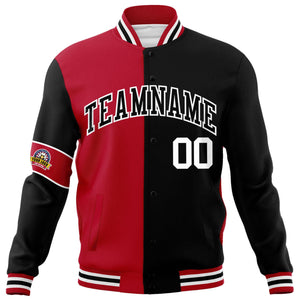 Custom Red Black-White Letterman Two Tone Full-Snap Split Fashion Jacket