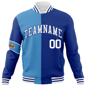 Custom Blue Royal-White Letterman Two Tone Full-Snap Split Fashion Jacket